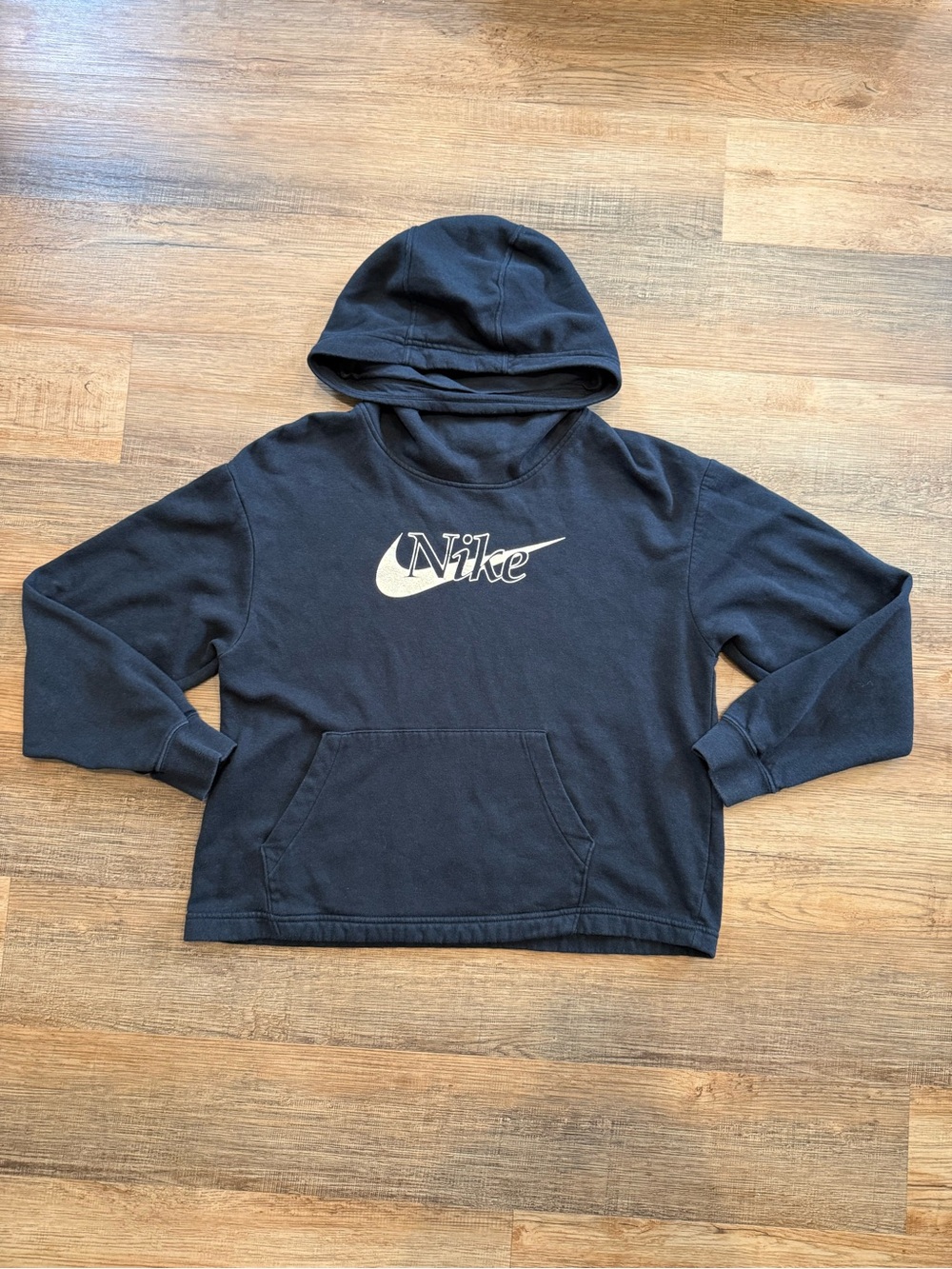 Nike Black Pullover Hoodie with White Swoosh Tag Women’s Size Small